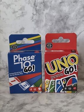 Mattel UNO Go! & Phase 10 Go! Pocket Card Games - Red and Blue